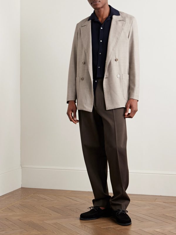Unstructured Double-Breasted Wool Suit Jacket - OU