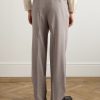 Wide-Leg Pleated Wool Suit Trousers - BK