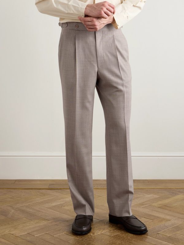 Wide-Leg Pleated Wool Suit Trousers - FR