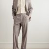 Wide-Leg Pleated Wool Suit Trousers - OU