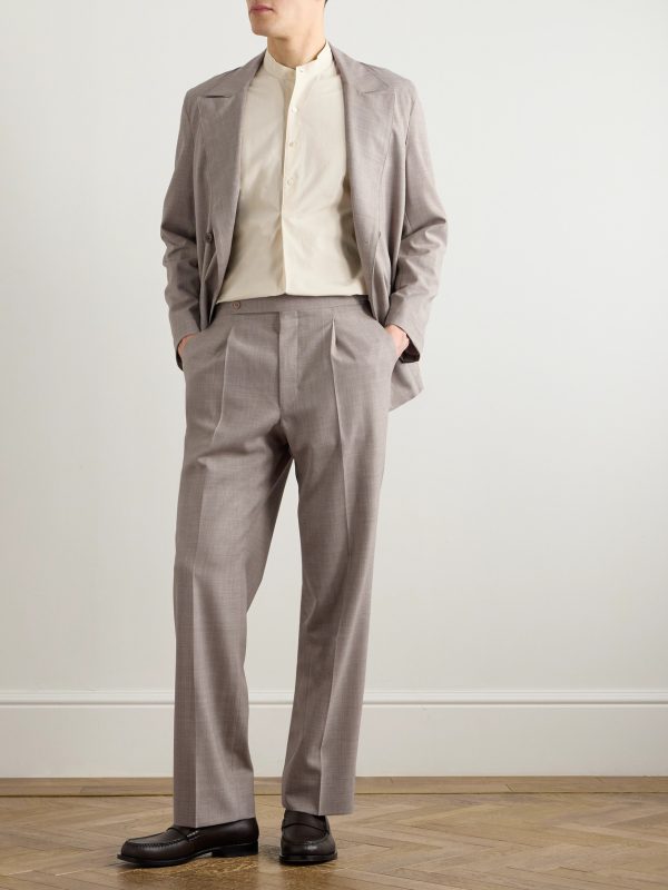 Wide-Leg Pleated Wool Suit Trousers - OU