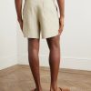 Straight-Leg Linen Drawstring Shorts - BK Straight-Leg Linen Drawstring Shorts - BK