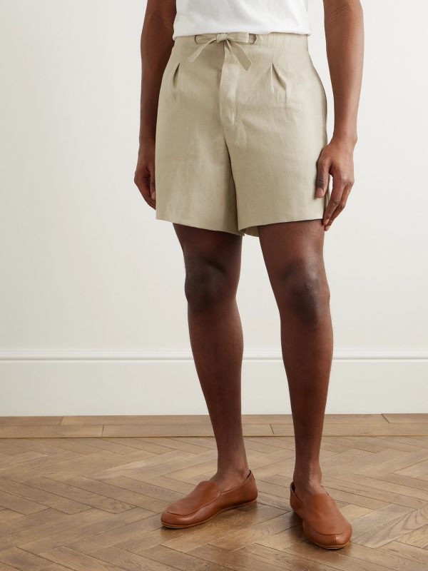 Straight-Leg Linen Drawstring Shorts - FR Straight-Leg Linen Drawstring Shorts - FR