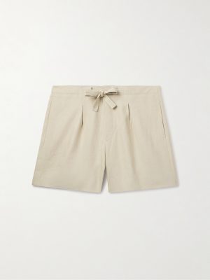 Straight-Leg Linen Drawstring Shorts