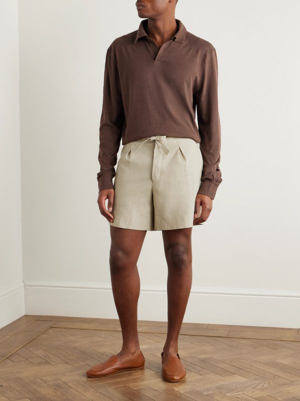 Straight-Leg Linen Drawstring Shorts - OU Straight-Leg Linen Drawstring Shorts - OU