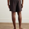 Straight-Leg Pleated Wool-Seersucker Shorts - BK Straight-Leg Pleated Wool-Seersucker Shorts - BK