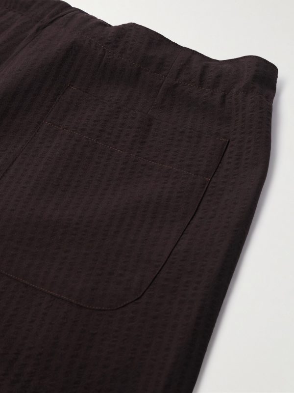 Straight-Leg Pleated Wool-Seersucker Shorts - CU Straight-Leg Pleated Wool-Seersucker Shorts - CU