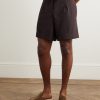 Straight-Leg Pleated Wool-Seersucker Shorts - FR Straight-Leg Pleated Wool-Seersucker Shorts - FR