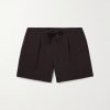 Straight-Leg Pleated Wool-Seersucker Shorts Straight-Leg Pleated Wool-Seersucker Shorts