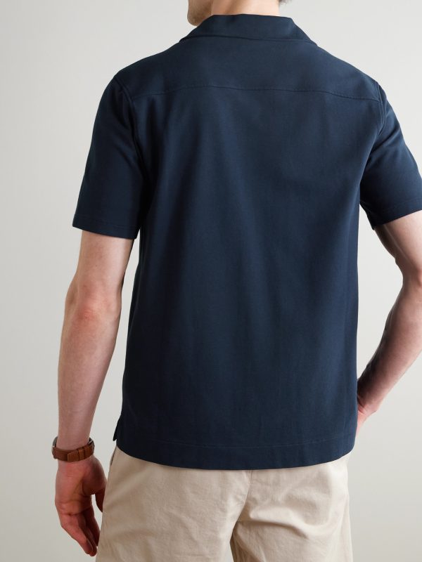 Camp-Collar Cotton-Piqué Shirt - BK Camp-Collar Cotton-Piqué Shirt - BK