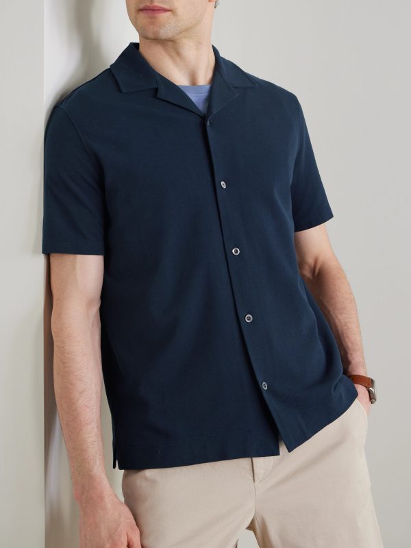 Camp-Collar Cotton-Piqué Shirt - FR Camp-Collar Cotton-Piqué Shirt - FR