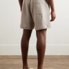 Straight-Leg Cotton-Terry Drawstring Shorts - BK Straight-Leg Cotton-Terry Drawstring Shorts - BK
