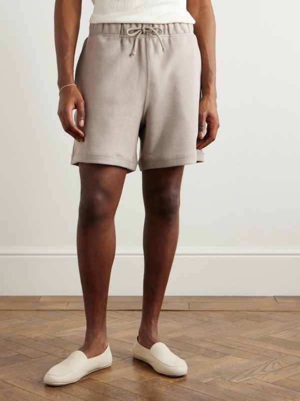 Straight-Leg Cotton-Terry Drawstring Shorts - FR Straight-Leg Cotton-Terry Drawstring Shorts - FR