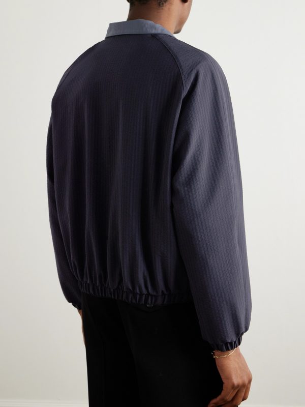 Reversible Wool-Seersucker and Poplin Bomber Jacket - BK Reversible Wool-Seersucker and Poplin Bomber Jacket - BK