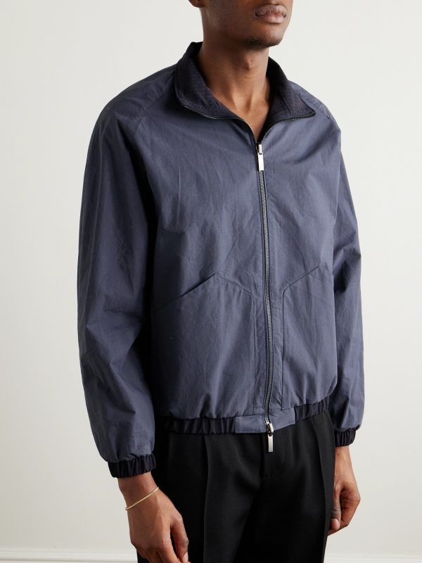 Reversible Wool-Seersucker and Poplin Bomber Jacket - E2 Reversible Wool-Seersucker and Poplin Bomber Jacket - E2