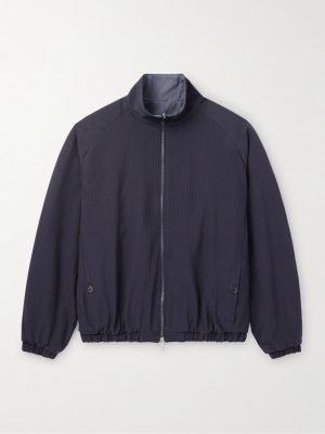 Reversible Wool-Seersucker and Poplin Bomber Jacket