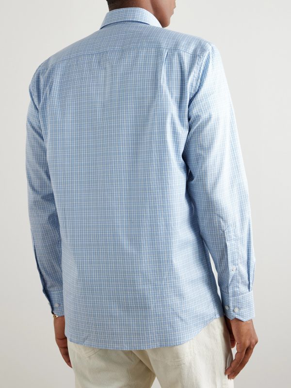 Sorrento Button-Down Collar Checked Cotton-Poplin Shirt - BK