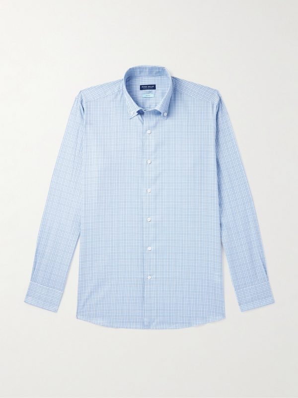 Sorrento Button-Down Collar Checked Cotton-Poplin Shirt