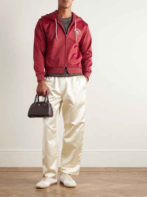 + Wales Bonner Logo-Embroidered Recycled-Jersey Zip-Up Hoodie - OU + Wales Bonner Logo-Embroidered Recycled-Jersey Zip-Up Hoodie - OU