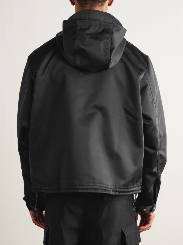+ Wales Bonner Sailor Logo-Embroidered Recycled-Shell Hooded Jacket - BK + Wales Bonner Sailor Logo-Embroidered Recycled-Shell Hooded Jacket - BK