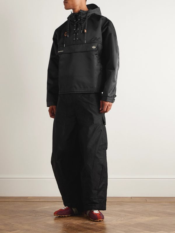 + Wales Bonner Sailor Logo-Embroidered Recycled-Shell Hooded Jacket - OU + Wales Bonner Sailor Logo-Embroidered Recycled-Shell Hooded Jacket - OU