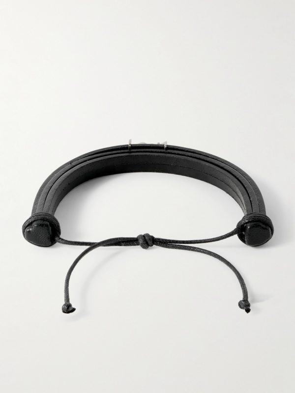 Cassandre Logo-Embellished Leather Bracelet - BK