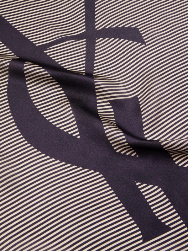 Logo-Print Striped Silk-Satin Scarf - CU