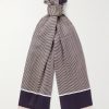 Logo-Print Striped Silk-Satin Scarf - E1