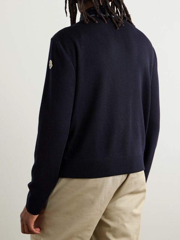 Slim-Fit Logo-Appliquéd Quilted Nylon-Panelled Wool Down Cardigan - BK