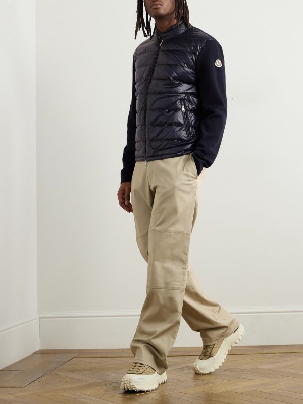 Slim-Fit Logo-Appliquéd Quilted Nylon-Panelled Wool Down Cardigan - OU