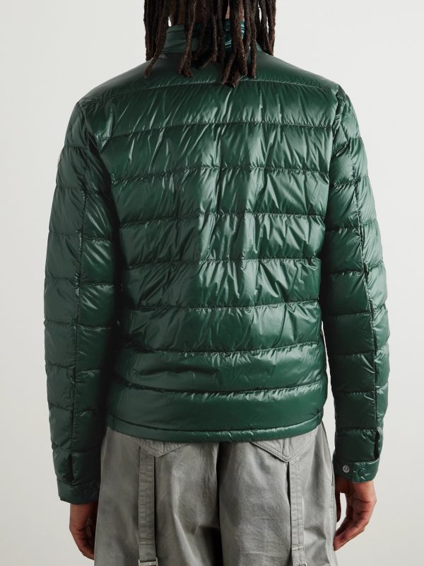 Acorus Logo-Appliquéd Quilted Glossed-Nylon Down Jacket - BK