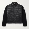 Slim-Fit Logo-Appliquéd Quilted Nylon-Panelled Wool Down Cardigan Slim-Fit Logo-Appliquéd Quilted Nylon-Panelled Wool Down Cardigan