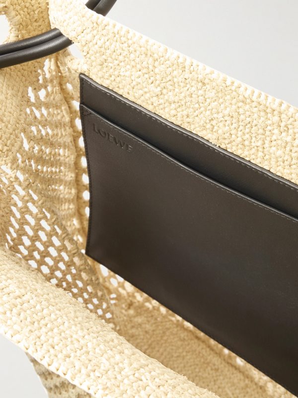 + Paula's Ibiza Leather-Trimmed Raffia Tote Bag - E1