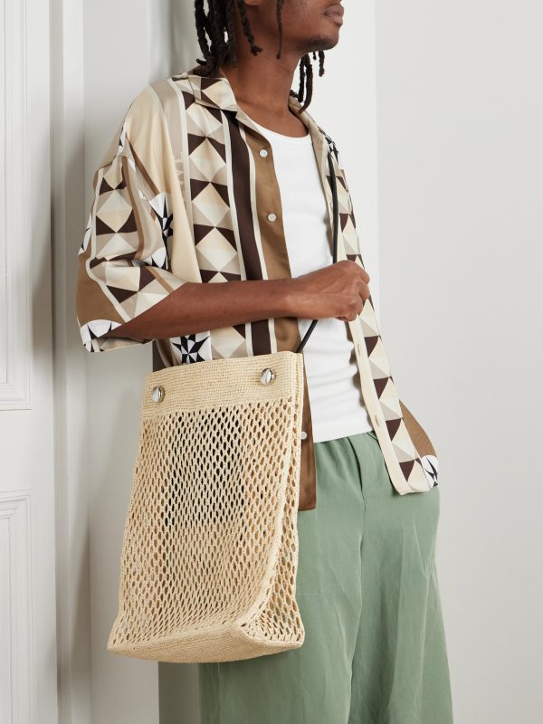 + Paula's Ibiza Leather-Trimmed Raffia Tote Bag - E2