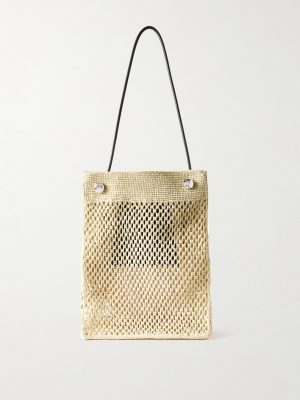 + Paula's Ibiza Leather-Trimmed Raffia Tote Bag + Paula's Ibiza Leather-Trimmed Raffia Tote Bag