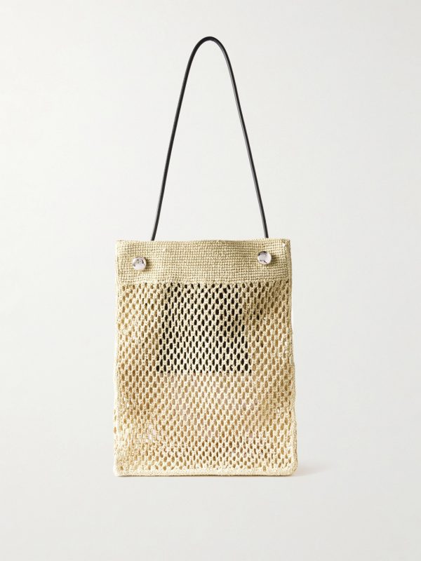 + Paula's Ibiza Leather-Trimmed Raffia Tote Bag
