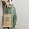 + Paula's Ibiza Leather-Trimmed Raffia Tote Bag - OU