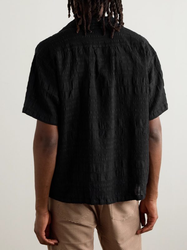 Stretch-Cotton and Linen-Blend Seersucker Shirt - BK Stretch-Cotton and Linen-Blend Seersucker Shirt - BK