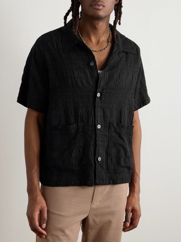 Stretch-Cotton and Linen-Blend Seersucker Shirt - FR Stretch-Cotton and Linen-Blend Seersucker Shirt - FR