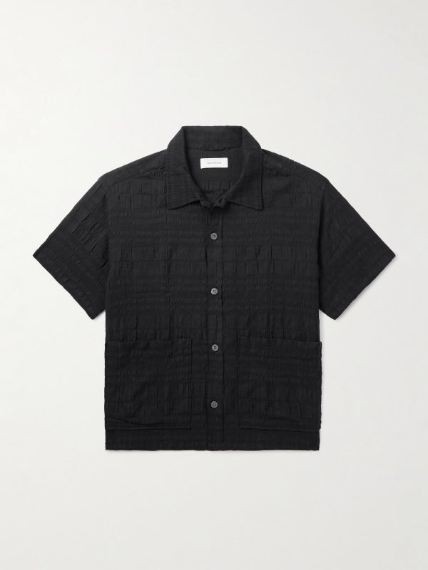 Stretch-Cotton and Linen-Blend Seersucker Shirt Stretch-Cotton and Linen-Blend Seersucker Shirt