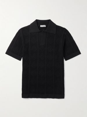 Open-Knit Cotton Polo Shirt