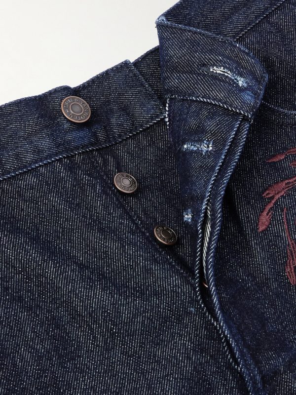 Straight-Leg Embroidered Denim Bermuda Shorts - E1 Straight-Leg Embroidered Denim Bermuda Shorts - E1
