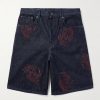 Straight-Leg Embroidered Denim Bermuda Shorts Straight-Leg Embroidered Denim Bermuda Shorts