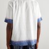 Camp-Collar Embroidered Dégradé Ramie Shirt - BK Camp-Collar Embroidered Dégradé Ramie Shirt - BK