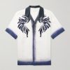 Camp-Collar Embroidered Dégradé Ramie Shirt Camp-Collar Embroidered Dégradé Ramie Shirt