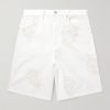 Straight-Leg Embroidered Denim Bermuda Shorts