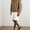 Straight-Leg Embroidered Denim Bermuda Shorts - OU