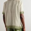 Camp-Collar Embroidered Dégradé Ramie Shirt - BK Camp-Collar Embroidered Dégradé Ramie Shirt - BK
