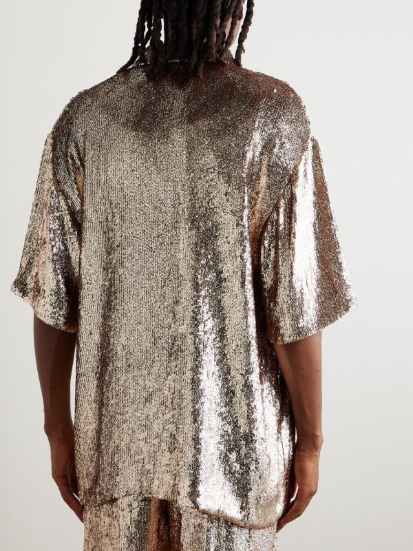 Oversized Sequinned Crepe Shirt - BK Oversized Sequinned Crepe Shirt - BK