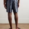 Straight-Leg Sequinned Crepe Drawstring Bermuda Shorts - BK Straight-Leg Sequinned Crepe Drawstring Bermuda Shorts - BK